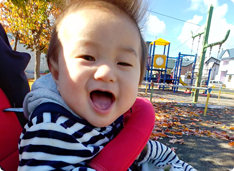 公園で日向ぼっこ。 紅葉がとてもきれいです。